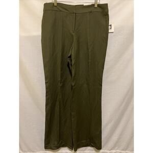 Anne Klein Women Linen High Rise Wide Leg Trousers Size 10 Loden Olive Green NWT